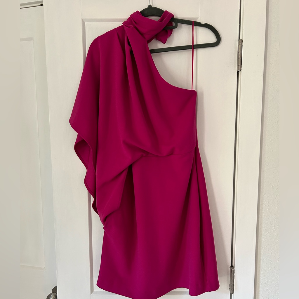 Pink One Sleeve Dress. One 33. Size 6. New With Tags.